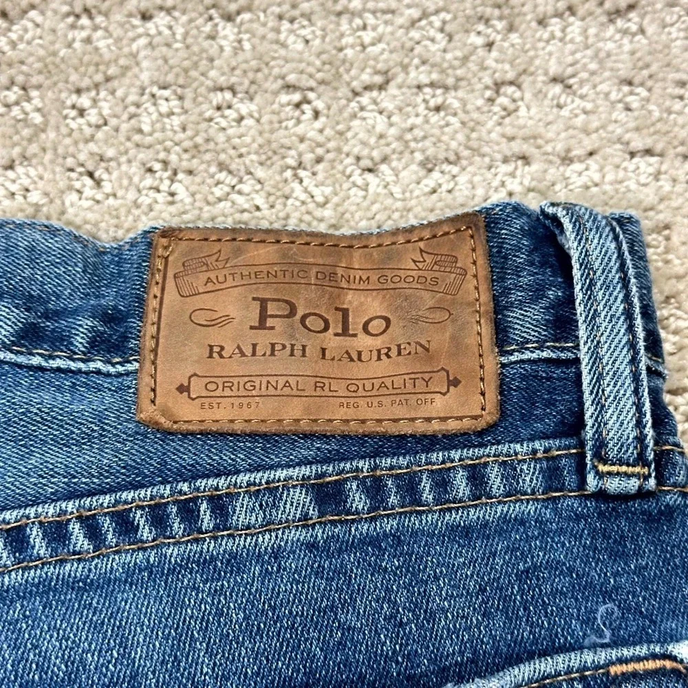 Polo Ralph Lauren Classic Fit Jeans Mens 33x30 Blue Denim Straight Leg Distress